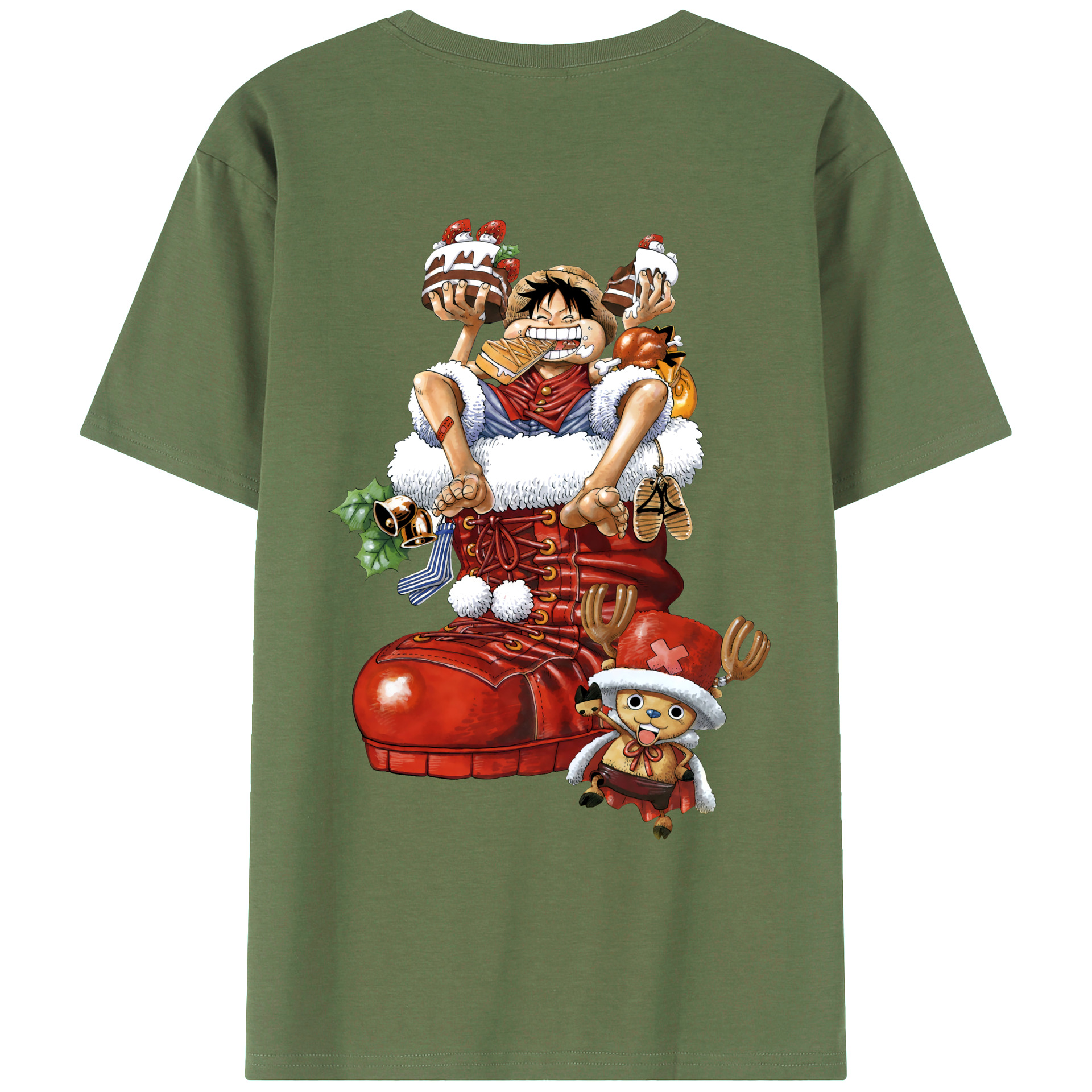 ワンピース モンキー・D・ルフィ ONE PIECE Monkey D. Luffy 綿100％ メンズ半袖Tシャツ（バックプリント） 通気性